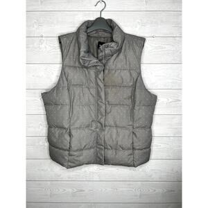 Gap Factory Puffer Vest Gray polka dot Quilted  Full Zip Women’s XXL